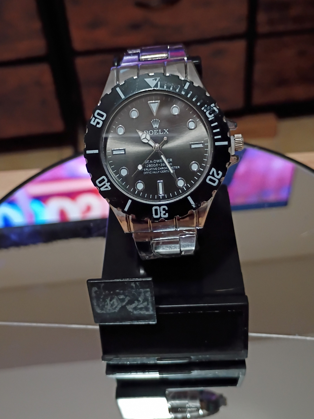 Men’s Black Dial Stainless Steel Dive Watch
